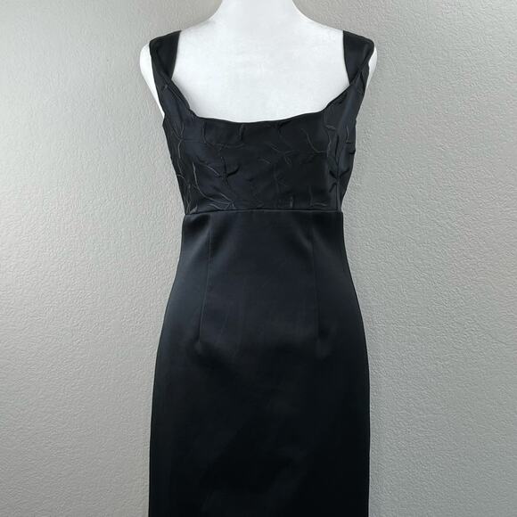 Bebe Moda Black Satin Sleeveless Twist Strap Square Neck Floor Length Gown XS/6 - Picture 4 of 13